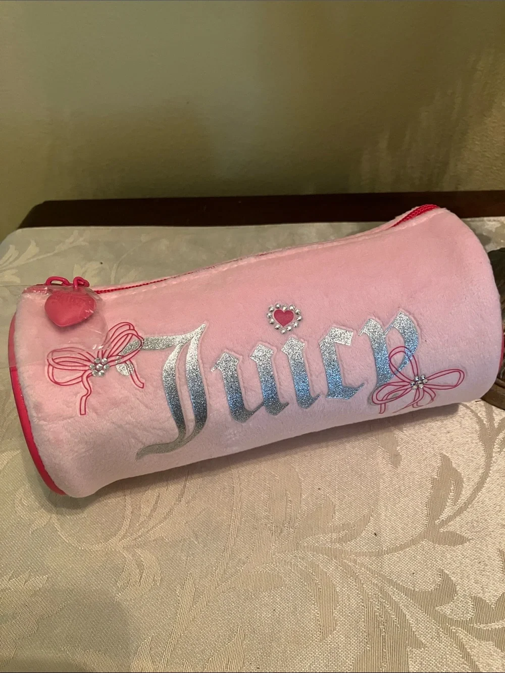 🎀Juicy Couture velour bling barrel bag cosmetics bag makeup case NWT